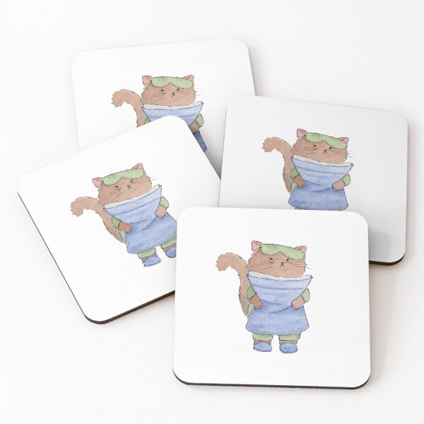 Item preview, Grumpy Sleepy Cat Ready for Bed in Watercolor designed and sold by srsig designs.