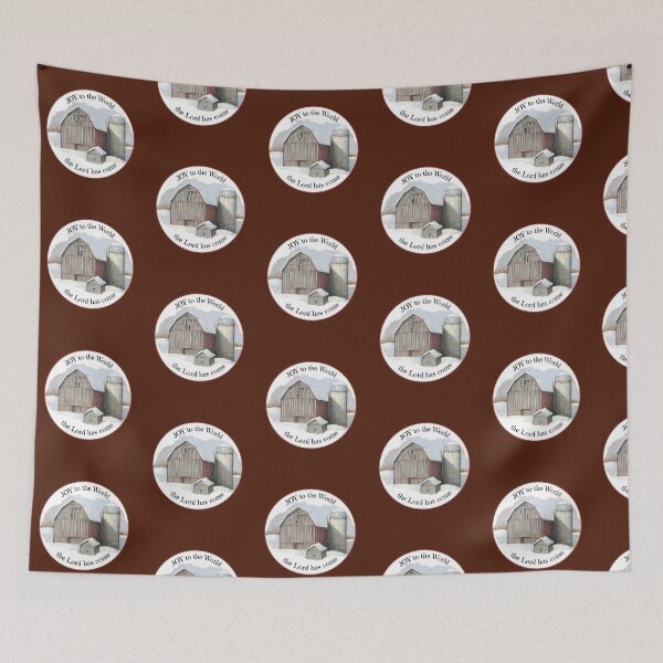Item preview, Christmas Joy to the World with Old Barn And Silo in Snow designed and sold by JoyfulWhimsy.