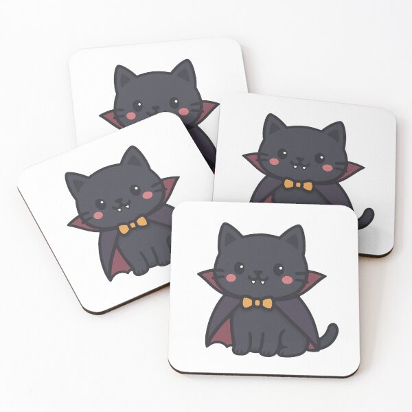 Item preview, Cute Halloween Vampire Cat Cartoon with Cape Fangs Bow Tie Adorable Spooky Black Kitten Character Clipart Design designed and sold by Mimoshi ⭐⭐⭐⭐⭐.