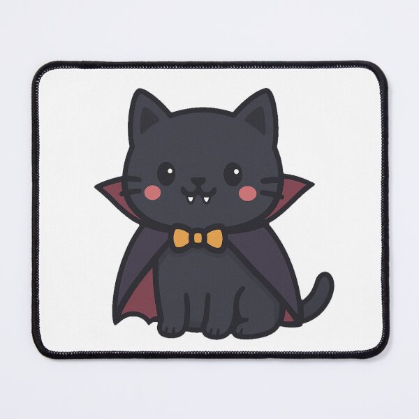 Item preview, Cute Halloween Vampire Cat Cartoon with Cape Fangs Bow Tie Adorable Spooky Black Kitten Character Clipart Design designed and sold by Mimoshi ⭐⭐⭐⭐⭐.