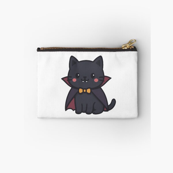 Item preview, Cute Halloween Vampire Cat Cartoon with Cape Fangs Bow Tie Adorable Spooky Black Kitten Character Clipart Design designed and sold by Mimoshi ⭐⭐⭐⭐⭐.