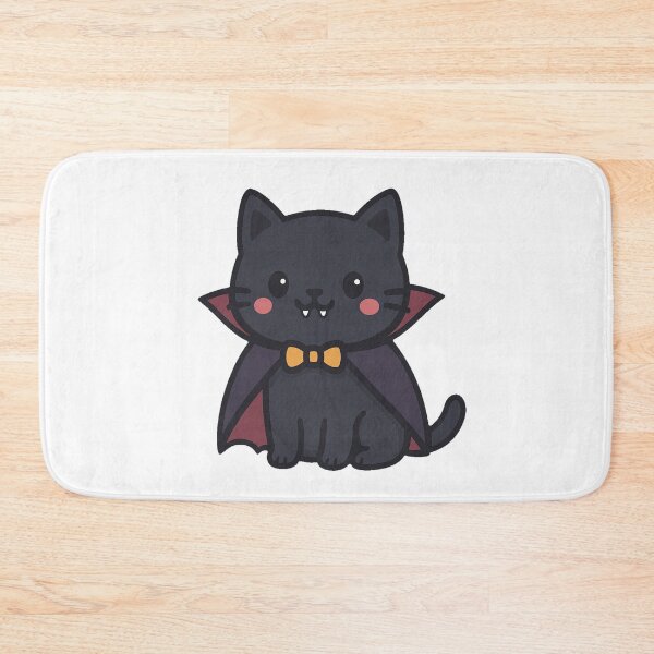 Item preview, Cute Halloween Vampire Cat Cartoon with Cape Fangs Bow Tie Adorable Spooky Black Kitten Character Clipart Design designed and sold by Mimoshi ⭐⭐⭐⭐⭐.