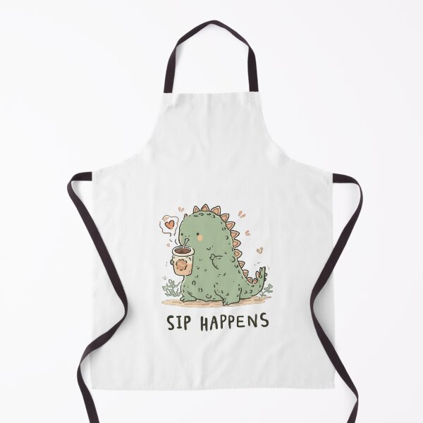 Item preview, Sip Happens – Cute Kawaii Stegosaurus Dinosaur Drinking Coffee designed and sold by DadGenX.
