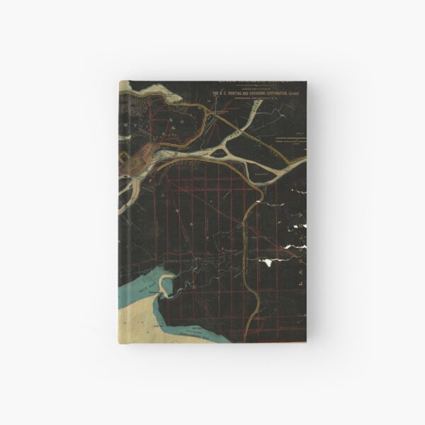 Map of Vancouver, New Westminster, Steveston and the Lower Mainland District in black and blue Hardcover Journal