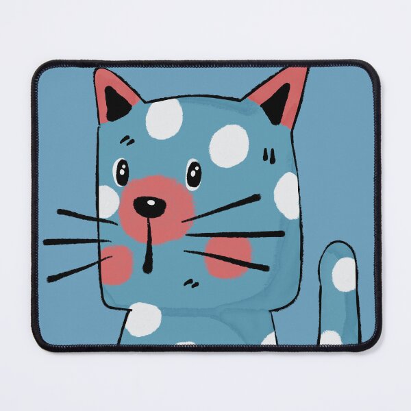Item preview, Bright Blue Polka Dot Cat Illustration – Cute Geometric Kitty designed and sold by OuOi.