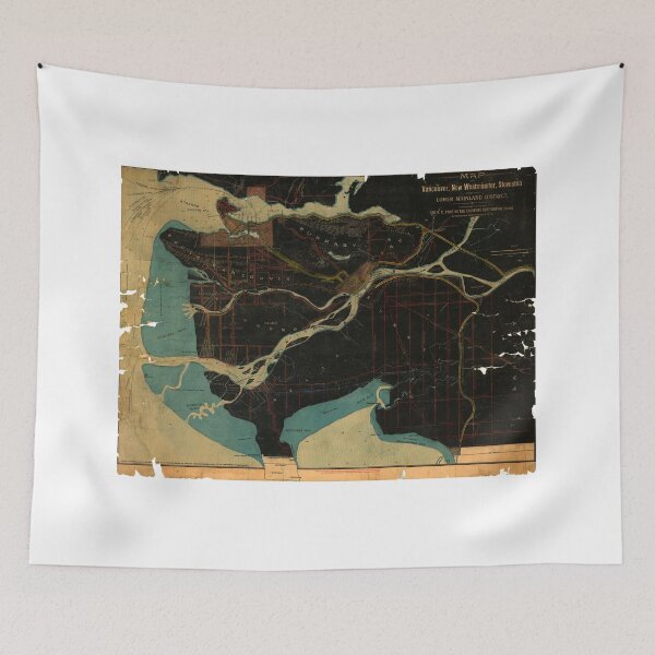 Item preview, Map of Vancouver, New Westminster, Steveston and the Lower Mainland District in black and blue designed and sold by FOVCA.