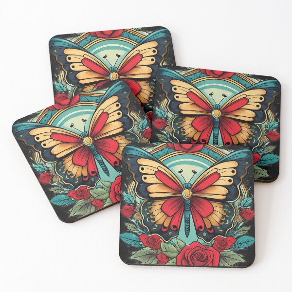 Item preview, Butterfly Tattoo Art with Flowers designed and sold by FlosArtPrintShop.
