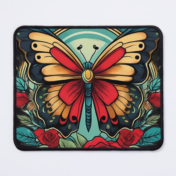 Item preview, Butterfly Tattoo Art with Flowers designed and sold by FlosArtPrintShop.
