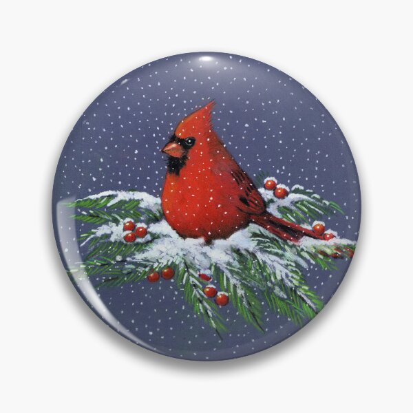 Item preview, Christmas CARDINAL, Bird on Snowy Pine Branches, Berries designed and sold by JoyfulWhimsy.