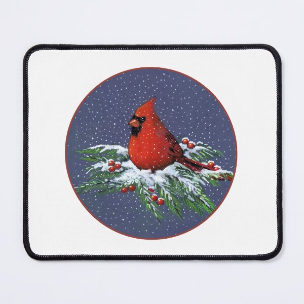 Item preview, Christmas CARDINAL, Bird on Snowy Pine Branches, Berries designed and sold by JoyfulWhimsy.