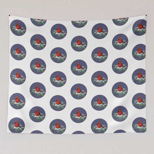 Item preview, Christmas CARDINAL, Bird on Snowy Pine Branches, Berries designed and sold by JoyfulWhimsy.