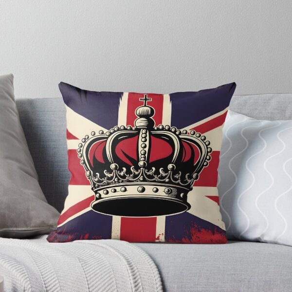 Item preview, United Kingdom UK Royal Crown on Great Britain flag background as concept of monarchy and King Charles coronation.  watercolor illustration. AI Generative content designed and sold by dvoevnore.