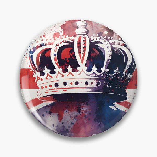 Item preview, United Kingdom UK Royal Crown on Great Britain flag background as concept of monarchy and King Charles coronation.  watercolor illustration. AI Generative content designed and sold by dvoevnore.