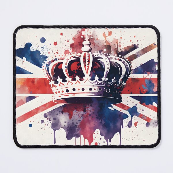 Item preview, United Kingdom UK Royal Crown on Great Britain flag background as concept of monarchy and King Charles coronation. watercolor illustration. AI Generative content designed and sold by dvoevnore.