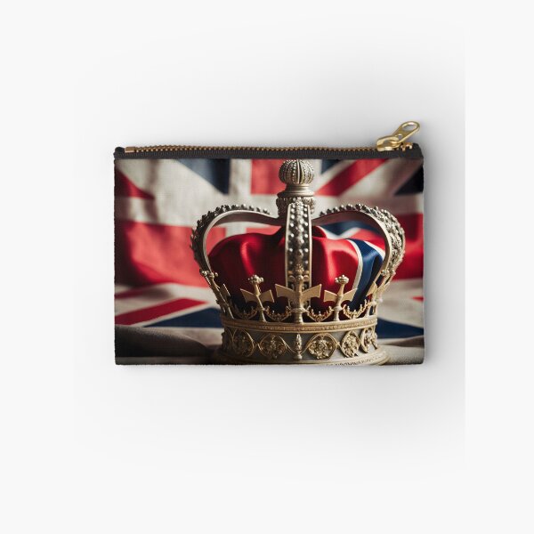 Item preview, United Kingdom UK Royal Crown on Great Britain flag background as concept of monarchy and King Charles coronation. AI Generative content designed and sold by dvoevnore.