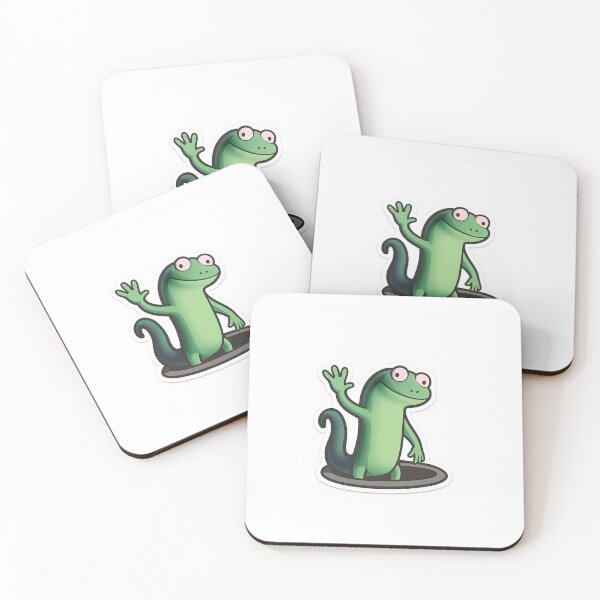Item preview, Little Lizard Waving Hello - Cute Gecko Coming Out of Hole designed and sold by nubiestore.