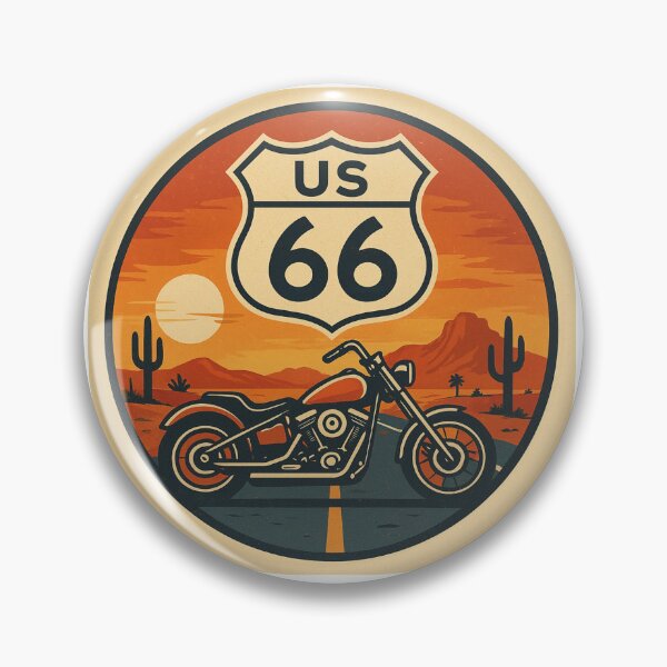 Artikelvorschau, Route 66 Chopper Motorrad Retro Sonnenuntergang entworfen und verkauft von ChainLogic.