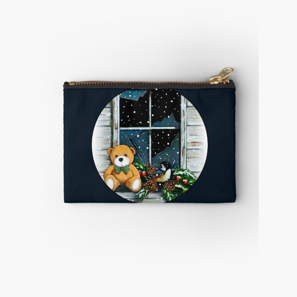 Item preview, Christmas Old Broken Barn Window, Snow, Teddy Bear, Chickadee designed and sold by JoyfulWhimsy.