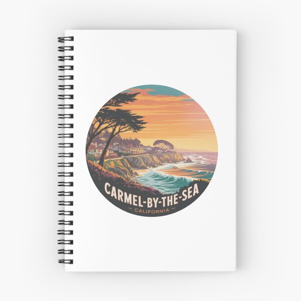Item preview, Carmel-by-the-Sea California - Retro Coastal Sunset Cliffside Ocean Waves Design  designed and sold by CircinusStore.
