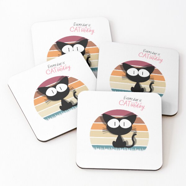 Item preview, Everyday is CATurday – Cute Black Cat Retro Design designed and sold by weerayar.