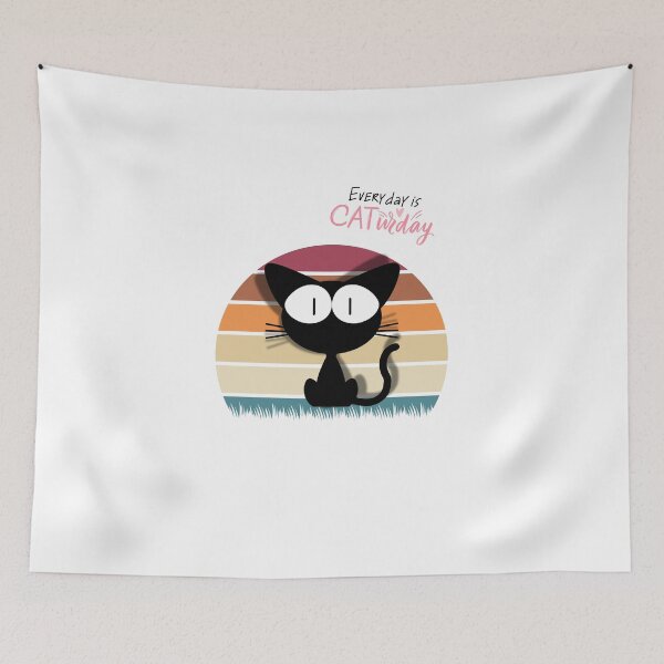 Item preview, Everyday is CATurday – Cute Black Cat Retro Design designed and sold by weerayar.