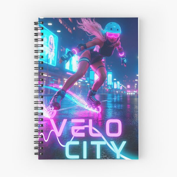 Item preview, Velocity Neon Cyberpunk Skater – Futuristic Rollerblade City Art designed and sold by V7CPrint.