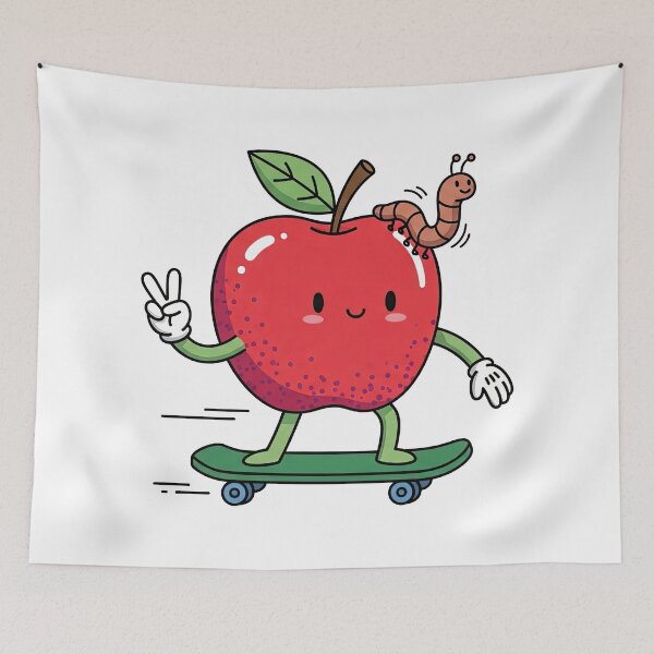 Item preview,  Apple on Skateboard with Worm designed and sold by TeeARTHY.