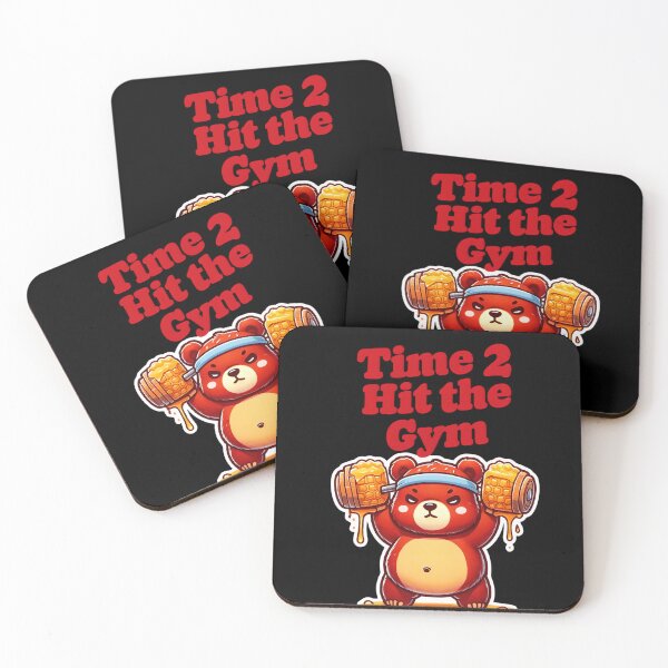 Item preview, Time 2 Hit the Gym Sticker Funny Workout Motivation Bear with Honey Dumbbells designed and sold by Snark & Spark.