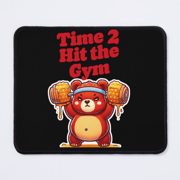 Item preview, Time 2 Hit the Gym Sticker Funny Workout Motivation Bear with Honey Dumbbells designed and sold by GiftLore Studio.