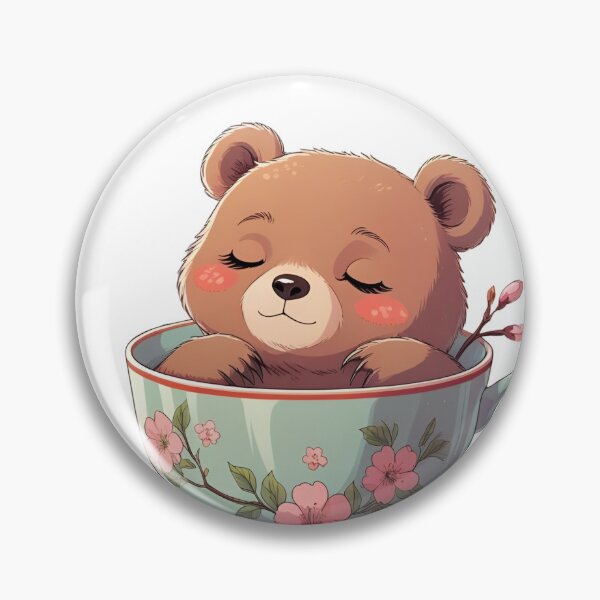 Item preview, Teacup Bear – Kawaii Floral Cozy Animal Art designed and sold by NeonBeast Studio.