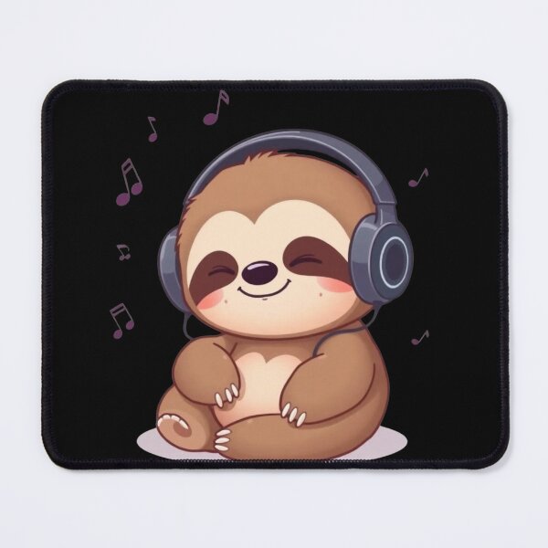 Item preview, Chibi Sloth with Headphones – Cute Kawaii Relaxing Music Lover Illustration designed and sold by ColorSplash123.
