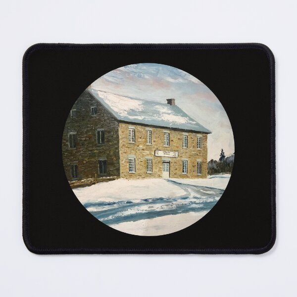 Item preview, Old Stone Grist Mill Winter Painting, Snowy Landscape designed and sold by JoyfulWhimsy.