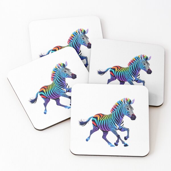 Item preview, Neon Zebra – Rainbow Stripes Pop Art Illustration designed and sold by NeonBeast Studio.
