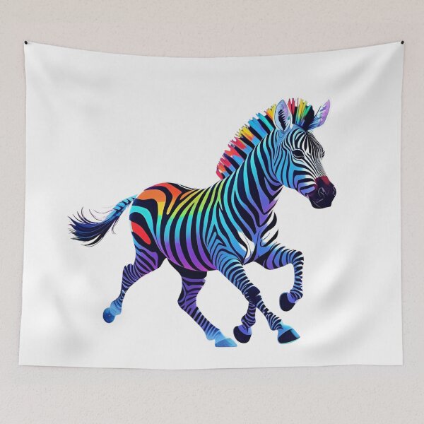 Item preview, Neon Zebra – Rainbow Stripes Pop Art Illustration designed and sold by NeonBeast Studio.