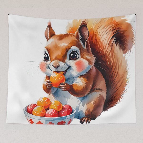 Item preview, Kawaii Squirrel – Cute Snack Time Animal Illustration designed and sold by NeonBeast Studio.