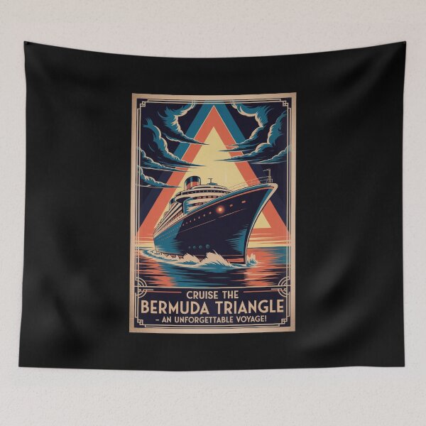 Item preview, Cruise the Bermuda Triangle – Retro Art Deco Vintage Travel Poster designed and sold by Artificially Inked.