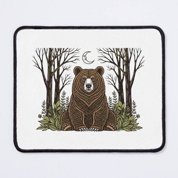 Item preview, bear, brown bear, forest, moon, night, nature, wildlife, folk art, cute, woodland, animal, majestic, magical, celestial, grizzly bear designed and sold by TeeARTHY.