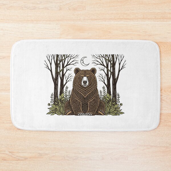 Item preview, bear, brown bear, forest, moon, night, nature, wildlife, folk art, cute, woodland, animal, majestic, magical, celestial, grizzly bear designed and sold by TeeARTHY.