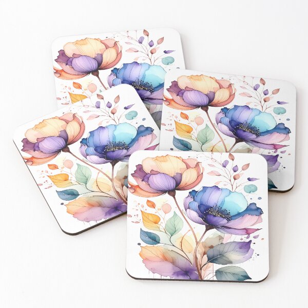 Item preview, Watercolor flower bouquet soft orange and blue tones designed and sold by LiskoDesign.