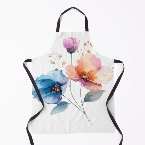 Item preview, Watercolor flowers soft orange and blue tones designed and sold by LiskoDesign.