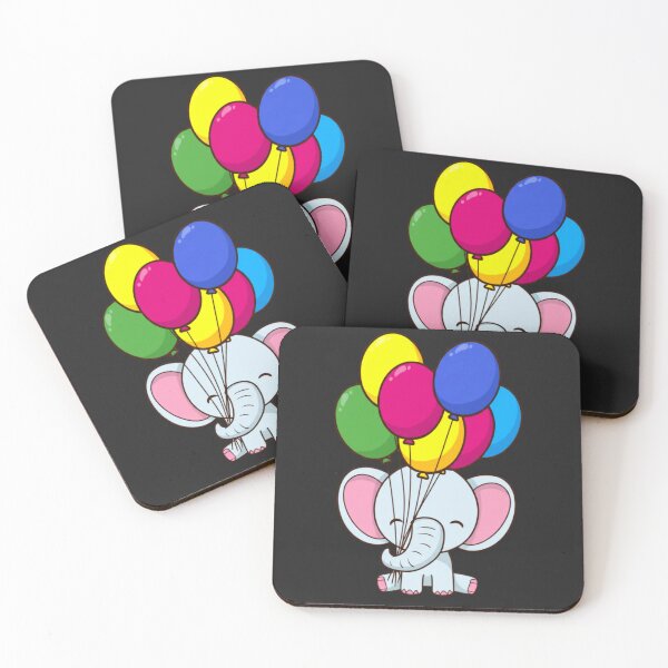 Item preview, Chibi Elephant with Balloons – Cute Kawaii Animal Illustration designed and sold by ColorSplash123.