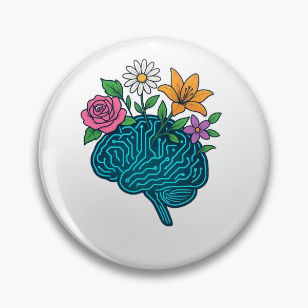 Item preview, AI Brain with Flowers Futuristic Nature desgin  designed and sold by StickyGuys.