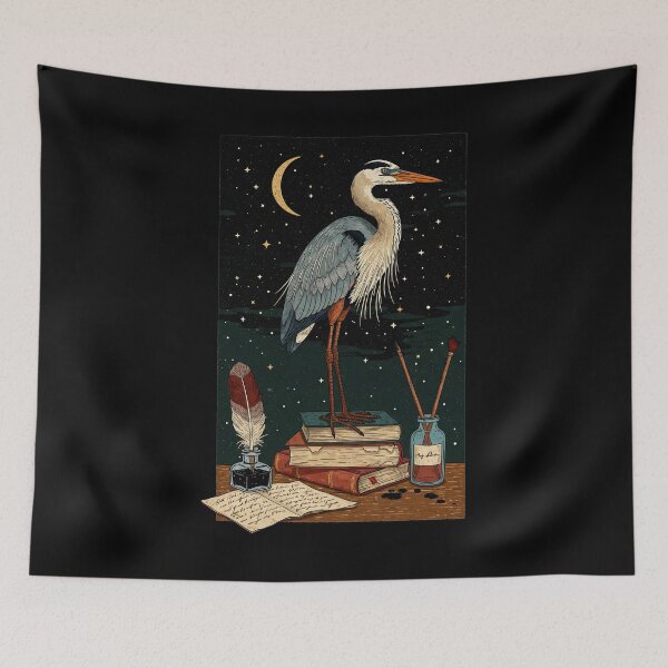 Item preview, Heron on Books Starry Night designed and sold by TeeARTHY.