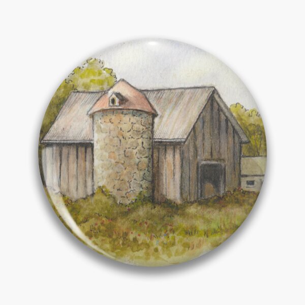 Item preview, Old Barn and Silo, Watercolor Painting, Country Summer designed and sold by JoyfulWhimsy.