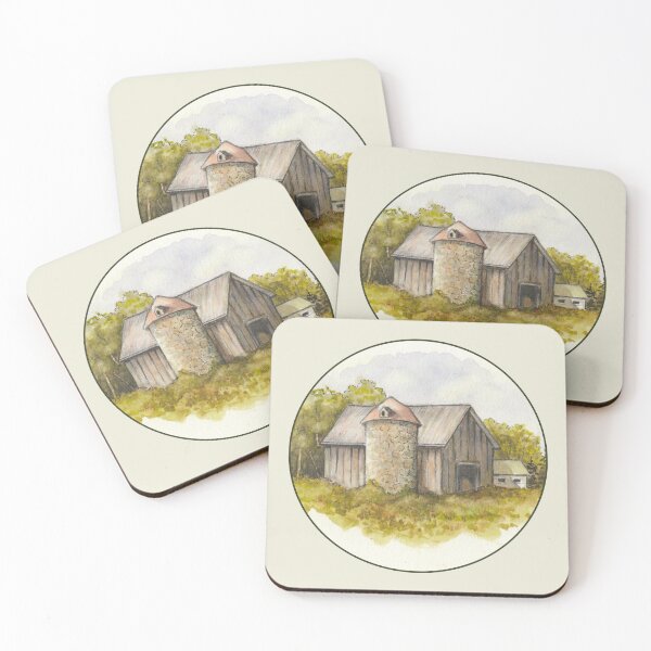 Item preview, Old Barn and Silo, Watercolor Painting, Country Summer designed and sold by JoyfulWhimsy.