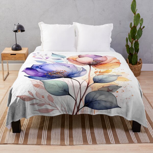 Item preview, Watercolor flower bouquet soft orange and blue tones designed and sold by LiskoDesign.