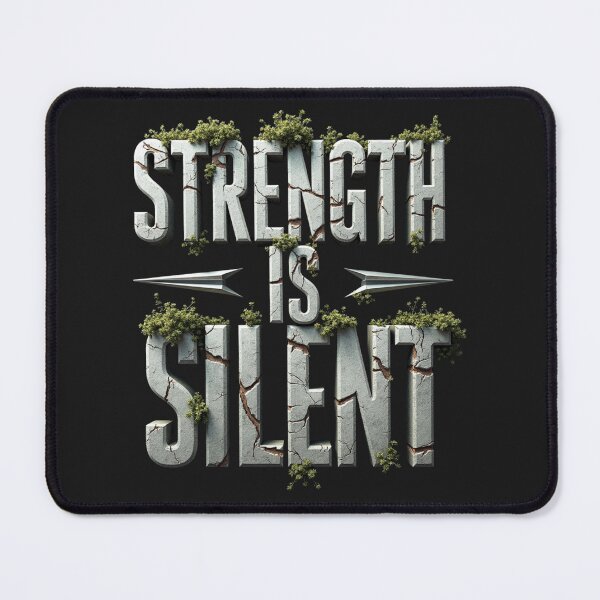 Item preview, Strength Is Silent | Rugged Stone Text Motivational Gym Shirt designed and sold by Adira-And-Mom.