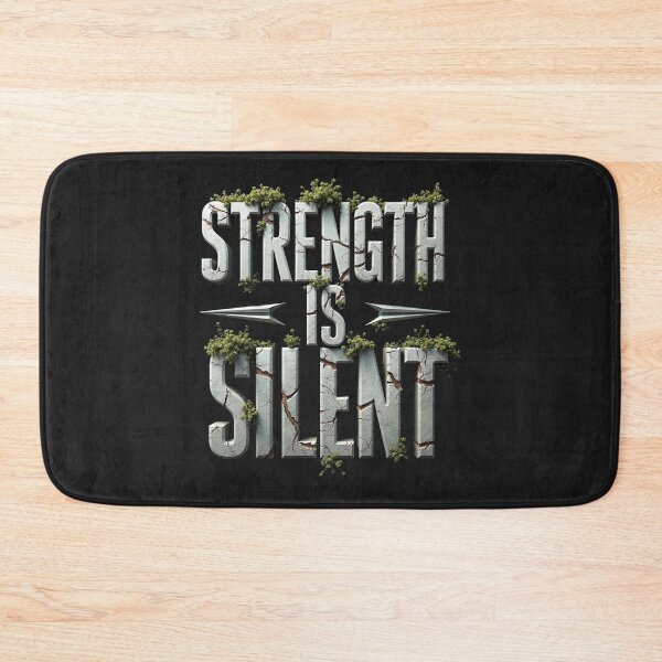Item preview, Strength Is Silent | Rugged Stone Text Motivational Gym Shirt designed and sold by Adira-And-Mom.
