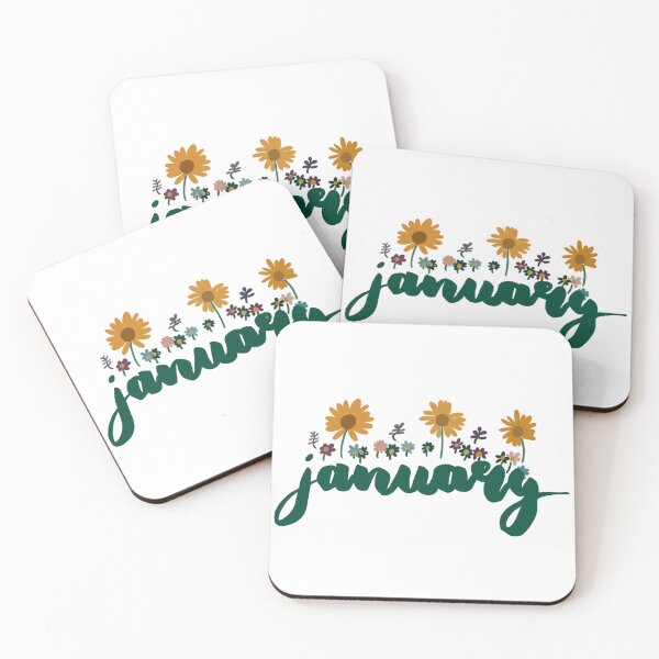Artikelvorschau, Grün Januar Kalligraphie Blumen Bullet Journal Monat Text entworfen und verkauft von lucyjohnsn.