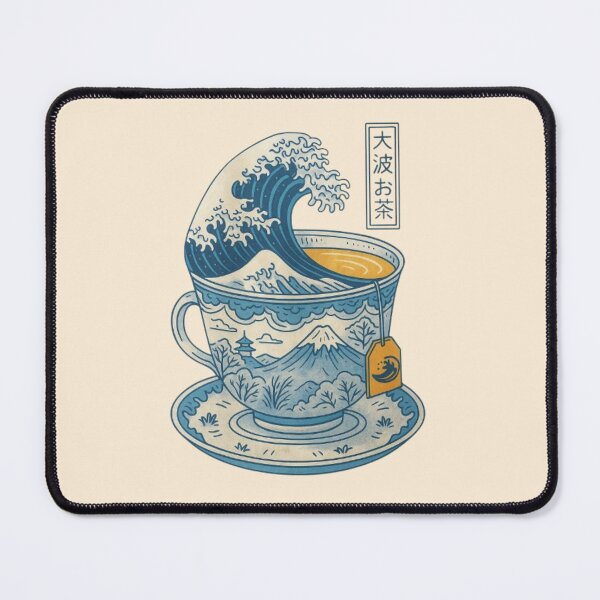 Item preview, Great Wave Teacup Design Shirt, Japanese Art Inspired Graphic Tee, Hokusai style Mount Fuji Illustration, Ocean Wave Tea Lover Gift, Surreal Asian Style Poster and Sticker designed and sold by Azyorz.